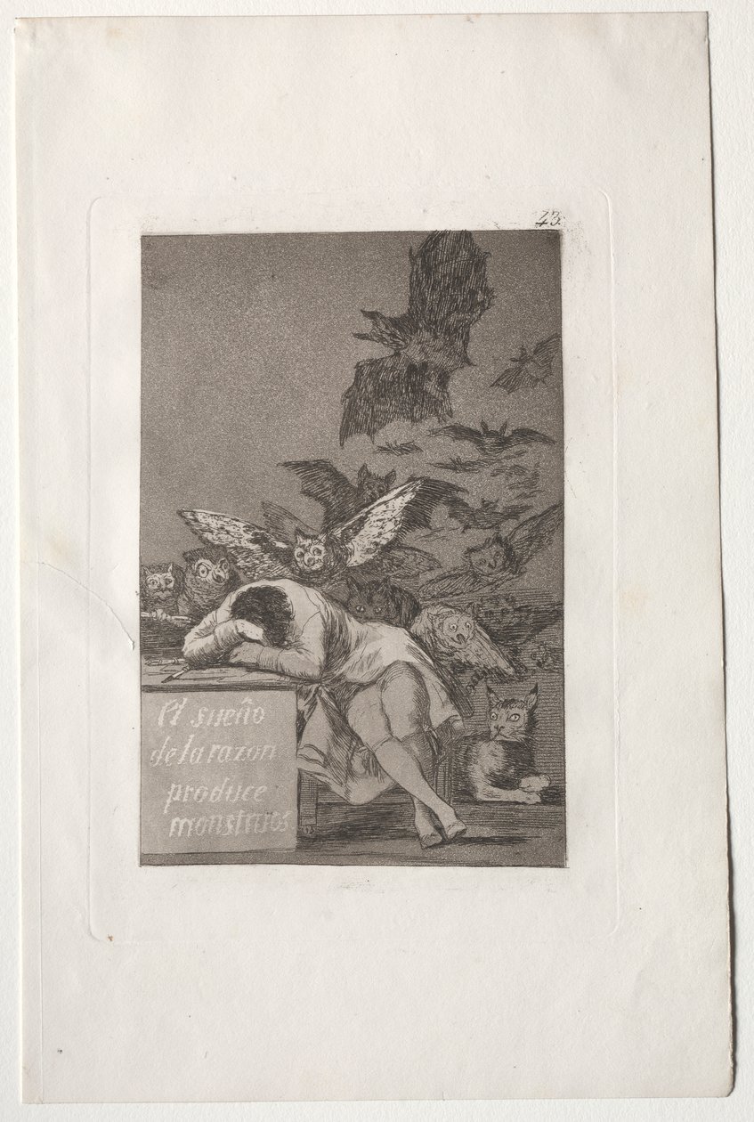 Fornuftens søvn produserer monstre av Francisco de Goya