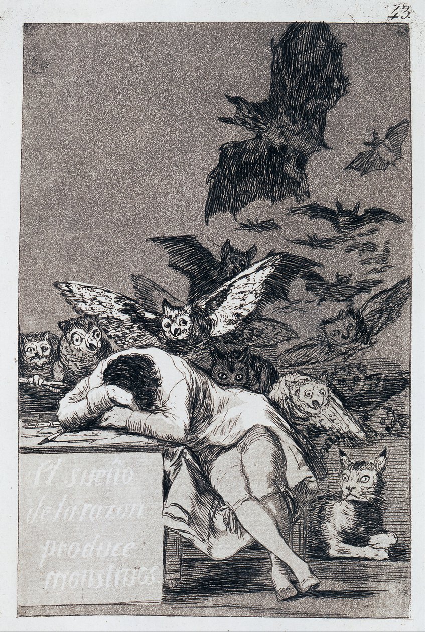 Fornuftens søvn produserer monstre. Capricho nr. 43 av Francisco de Goya