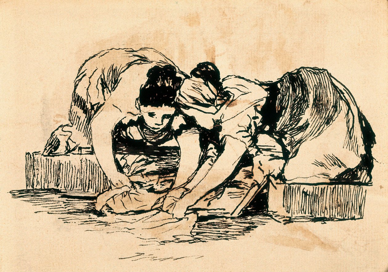 The Washerwomen, slutten av 1700-begynnelsen av 1800-tallet (tegning) av Francisco de Goya