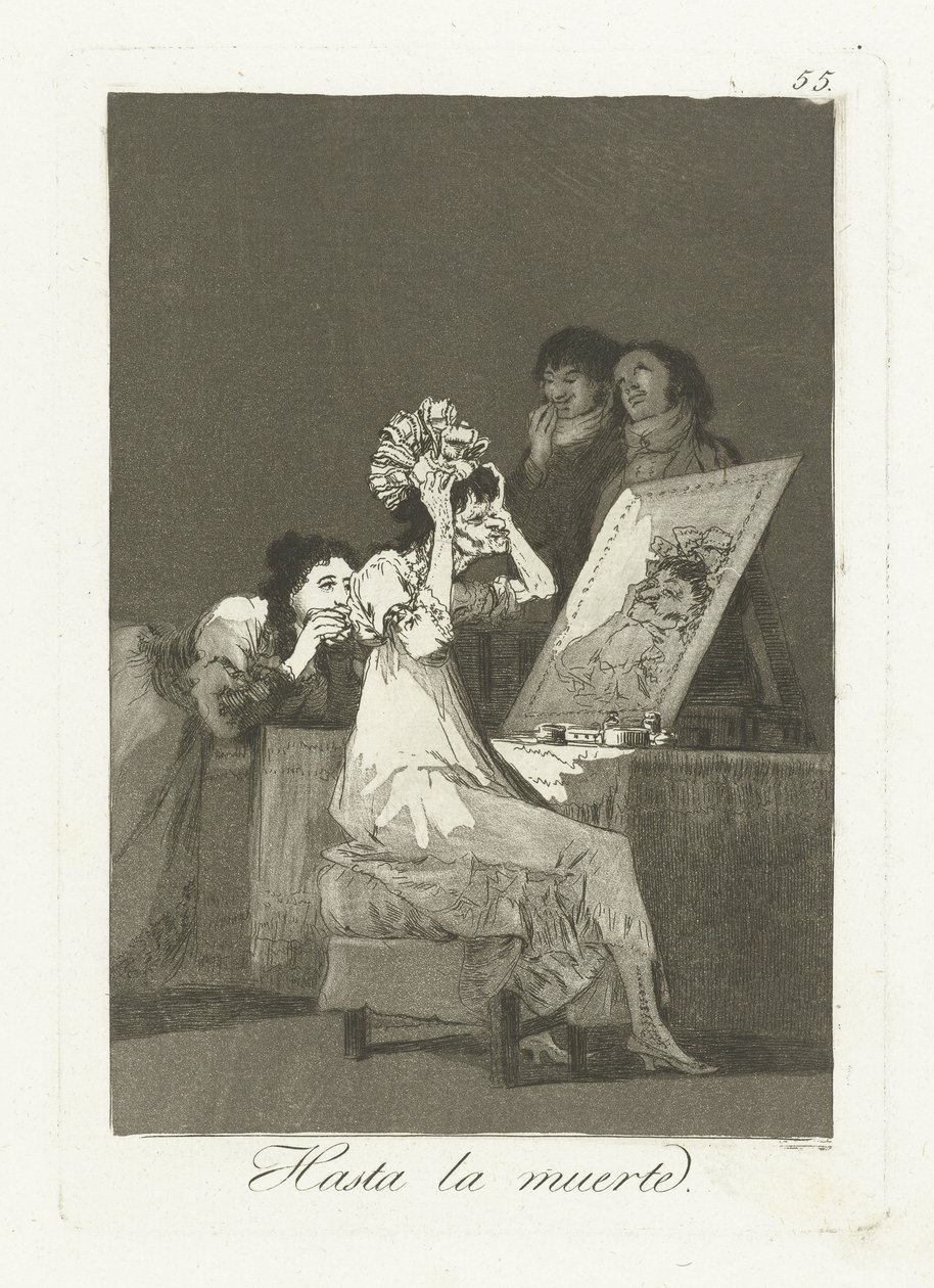 Tot aan de dood Inntil døden (tittel på objekt) Los Caprichos (serietittel) av Francisco de Goya