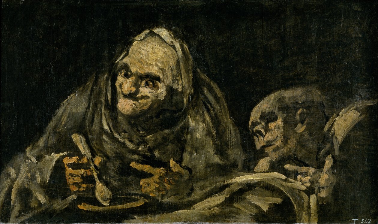 To gamle menn som spiser suppe The Witchy Brew av Francisco de Goya