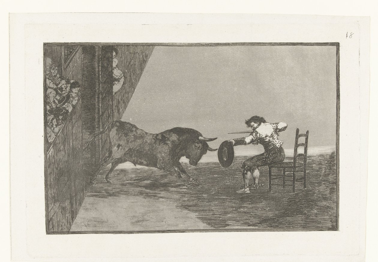 Uitdaging van Martincho in the arena van Zaragosa Martinchos hensynsløshet på Plaza de Zaragoza Tyrefekting (serietittel) Stierenvechten (serietittel) av Francisco de Goya
