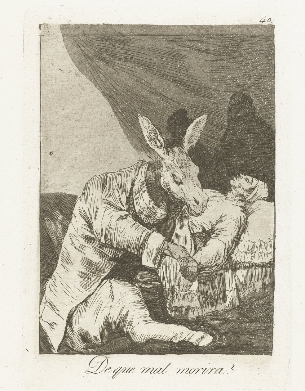 Hva vil han dø av? Que mal morira? (tittel på objekt) Los Caprichos (serietittel) av Francisco de Goya