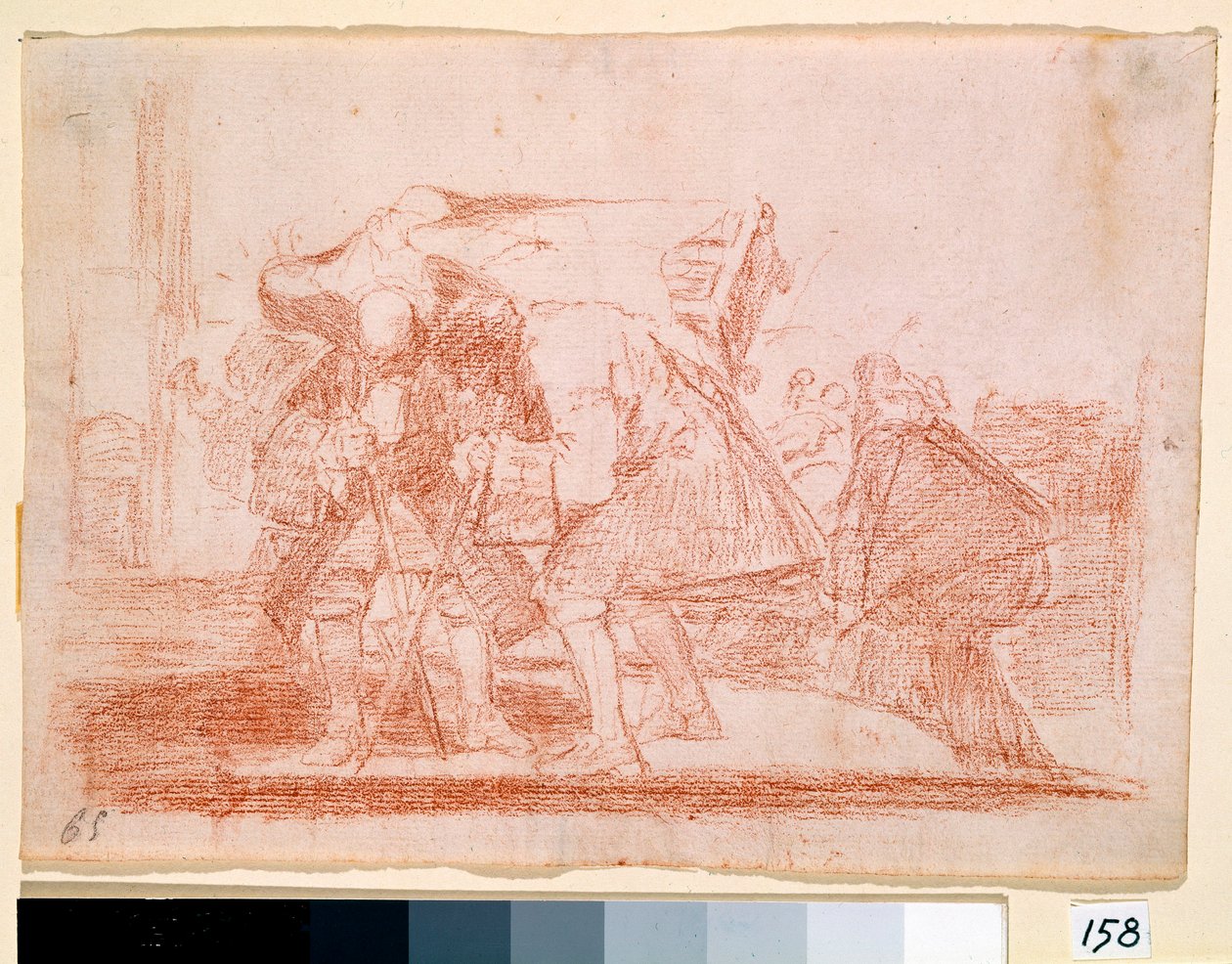 War Destres: "" Dette er ikke mindre"" Antiklerisk trykk på kulten av hellige ikoner. Forberedelsestegning med rød blyant for etsning av Francisco de Goya y Lucientes (1746-1828). 1810-1812. Madrid. Prado-museet av Francisco de Goya