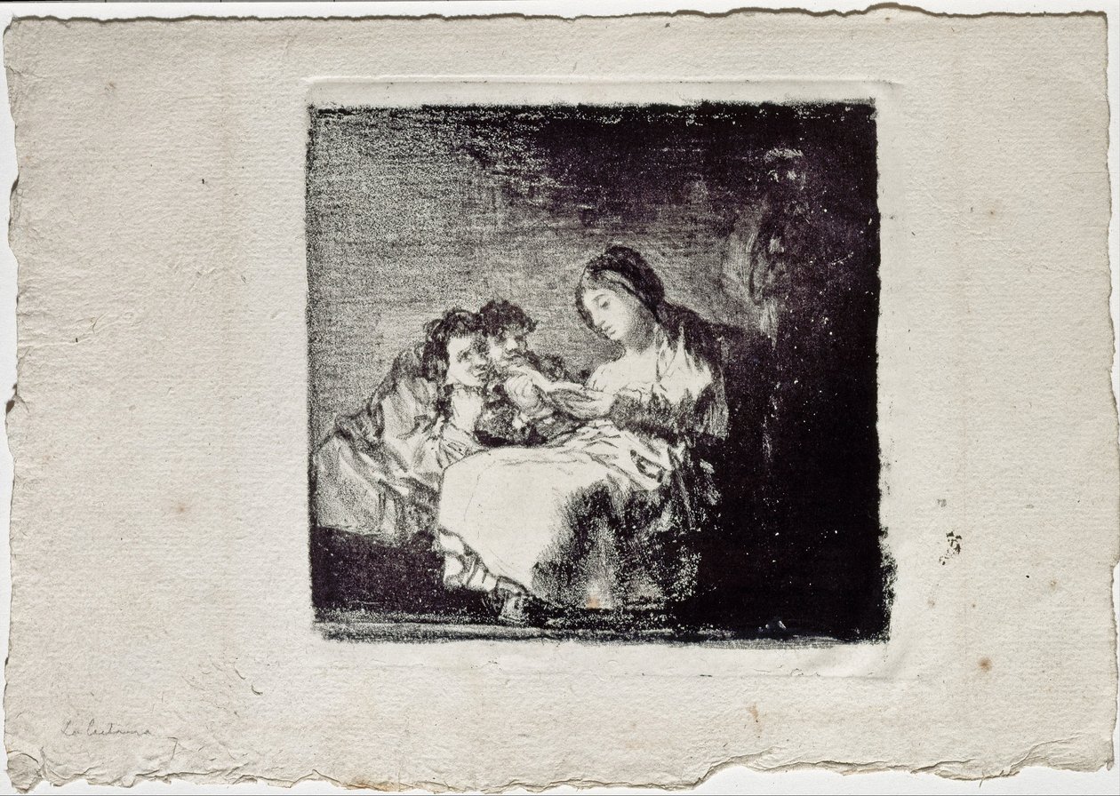 Kvinne leser for to barn La lectura, 1819-1825 av Francisco de Goya