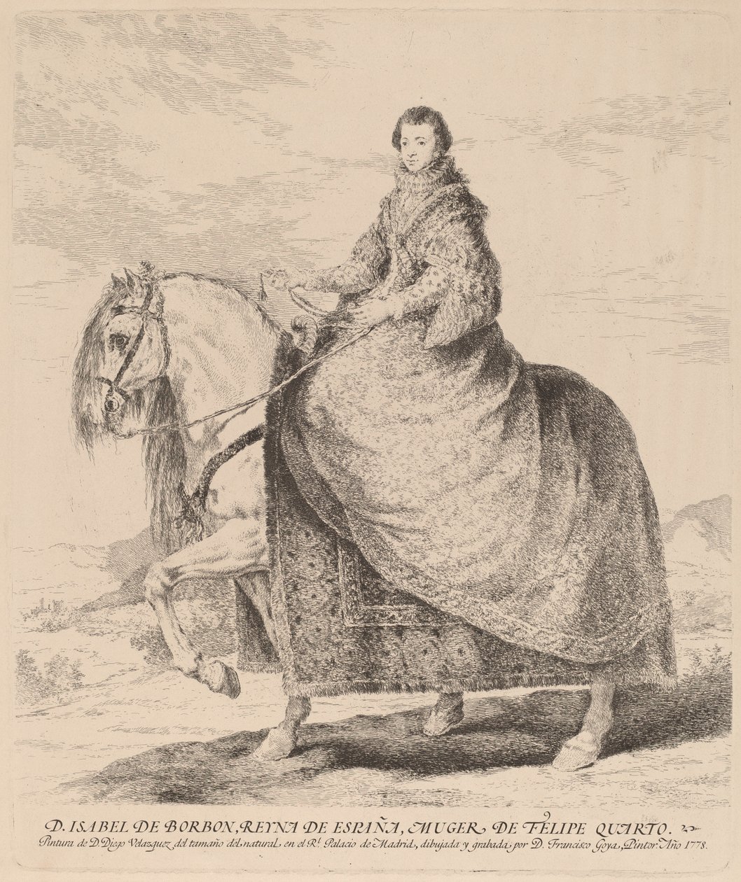 Isabella av Bourbon av Francisco de Goya after Diego Velázquez