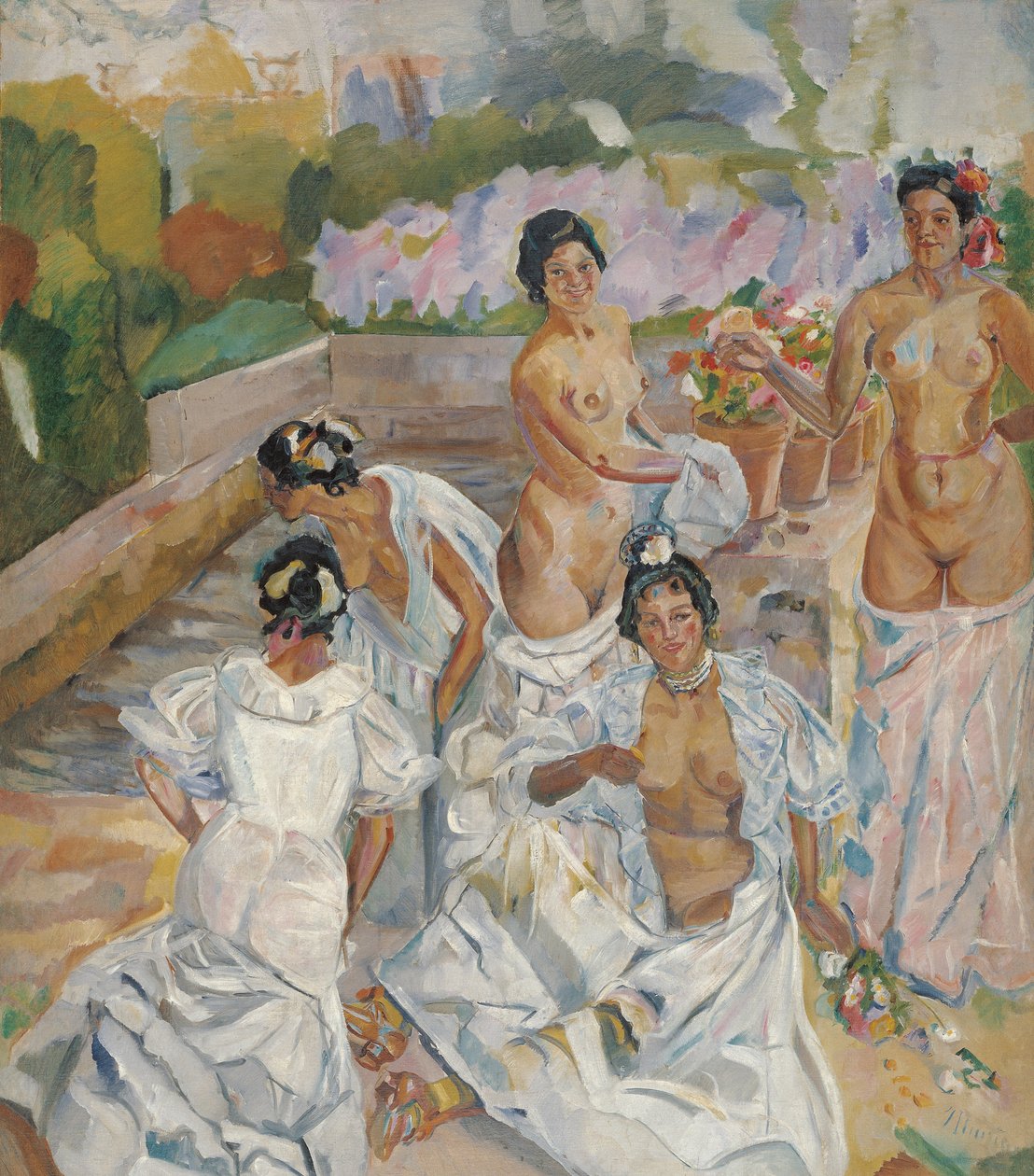 The Bath (Sevilla) - Iturrino, Francisco (1864-1924) - ca. 1908 - Olje på lerret - 200x174 - Carmen Thyssen Museum, Malaga av Francisco de Iturrino