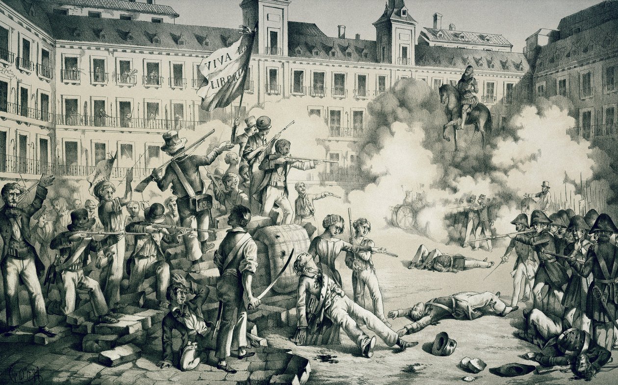 Den spanske revolusjonen i 1854 (litografi) av Francisco de Paula van Halen