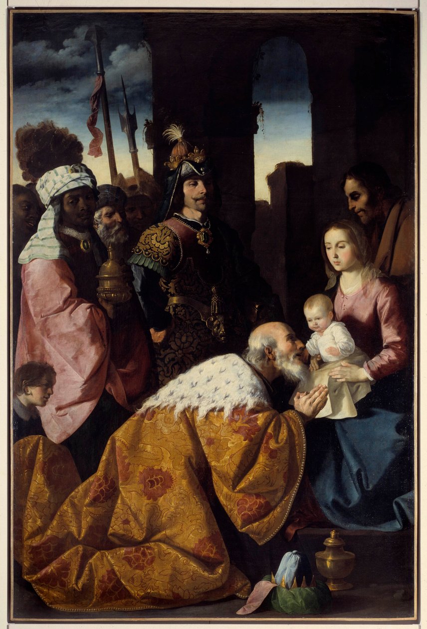 Tilbedelse av magi-maleriet av Francisco de Zurbaran (1598-1664) 1638 Søn. 2,61x1,75 m. Grenoble, Museum of Fine Arts av Francisco de Zurbaran