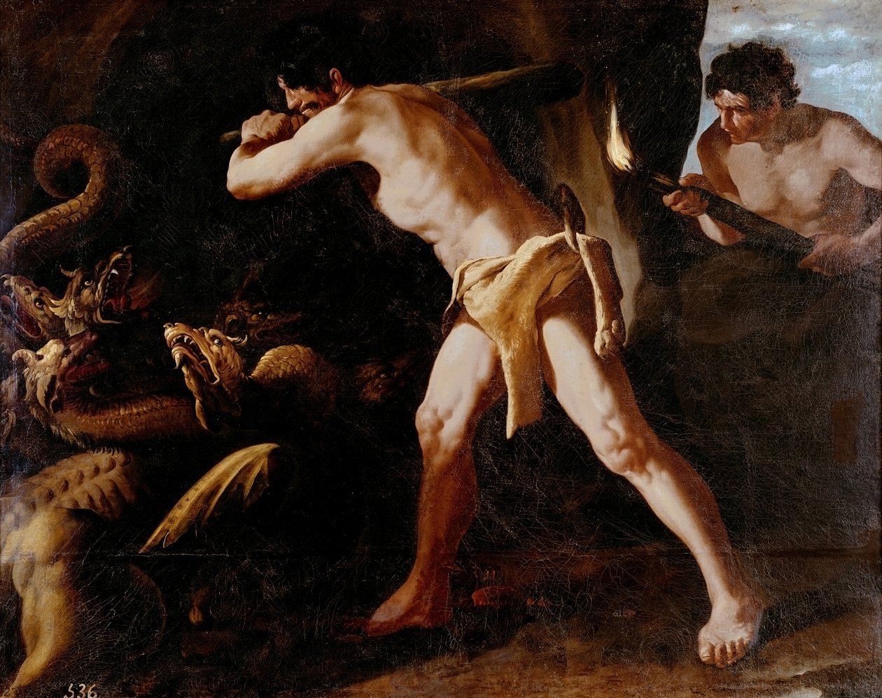 Faticas of Hercules for Good Retreat: Killing of Lerna's Idra av Francisco de Zurbaran