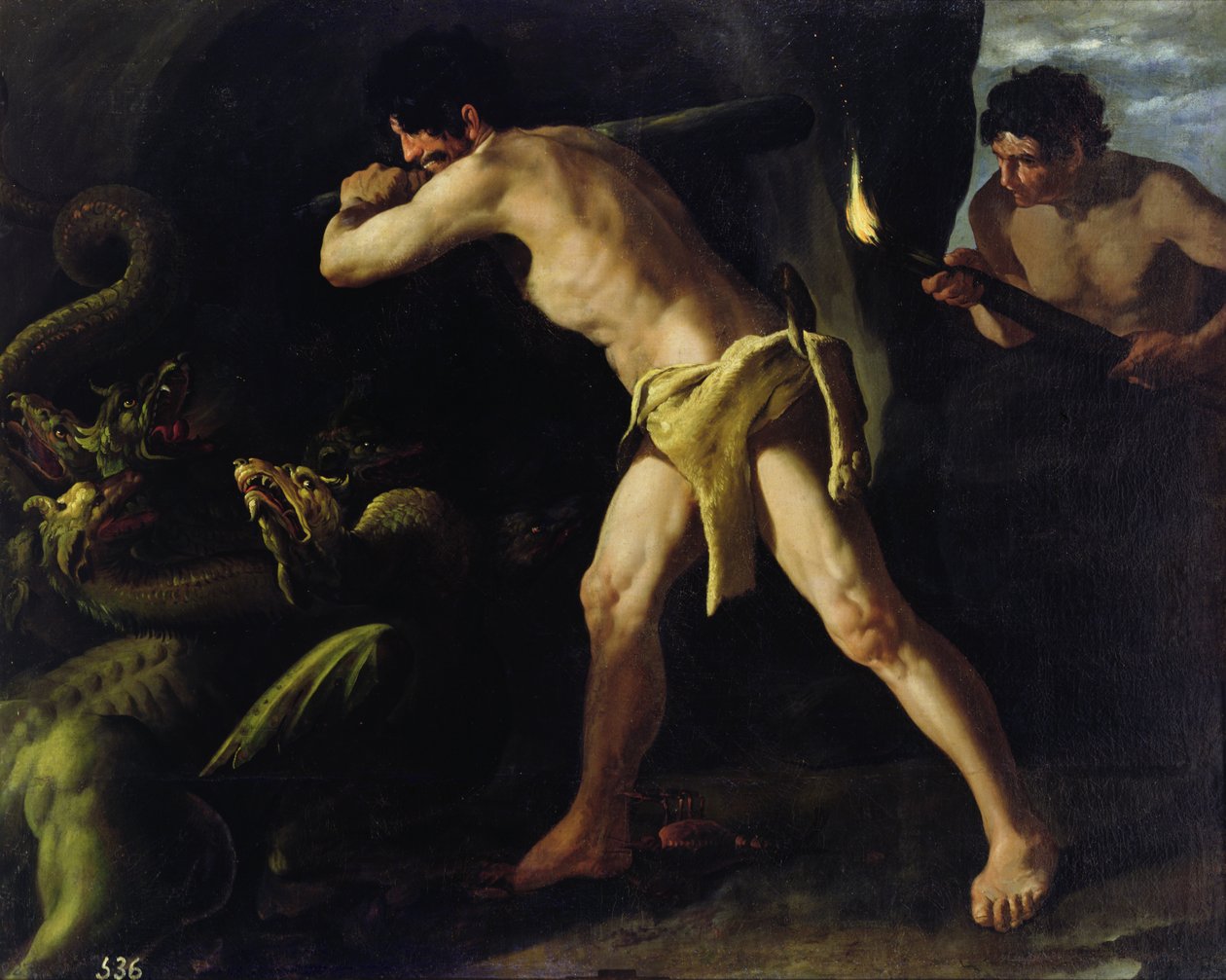 Hercules kjemper med Lernaean Hydra, ca. 1634 av Francisco de Zurbaran