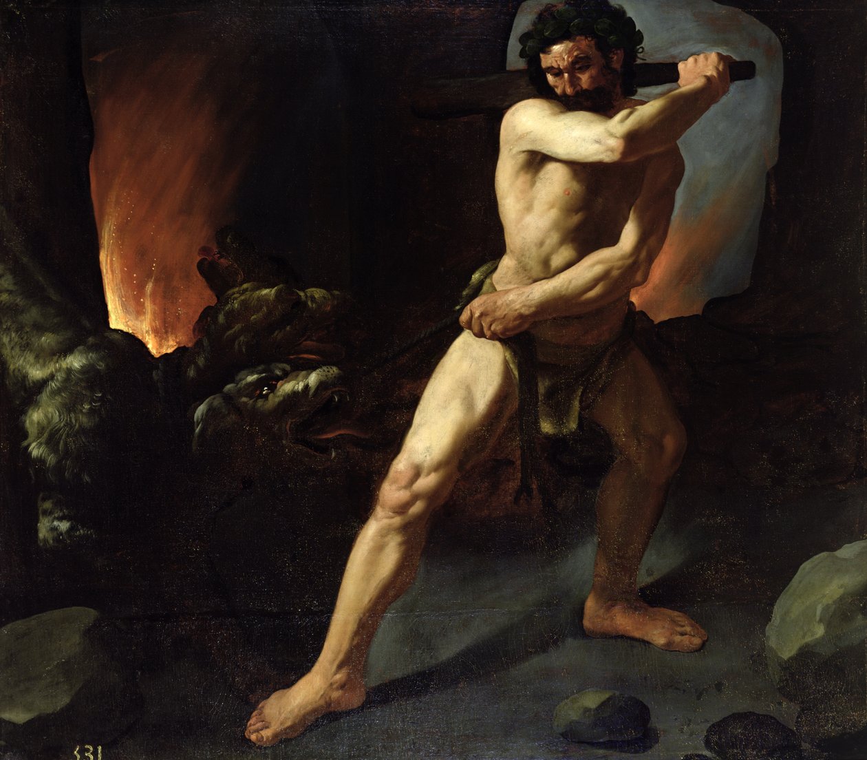Herkules og Cerberus, ca. 1634 av Francisco de Zurbaran