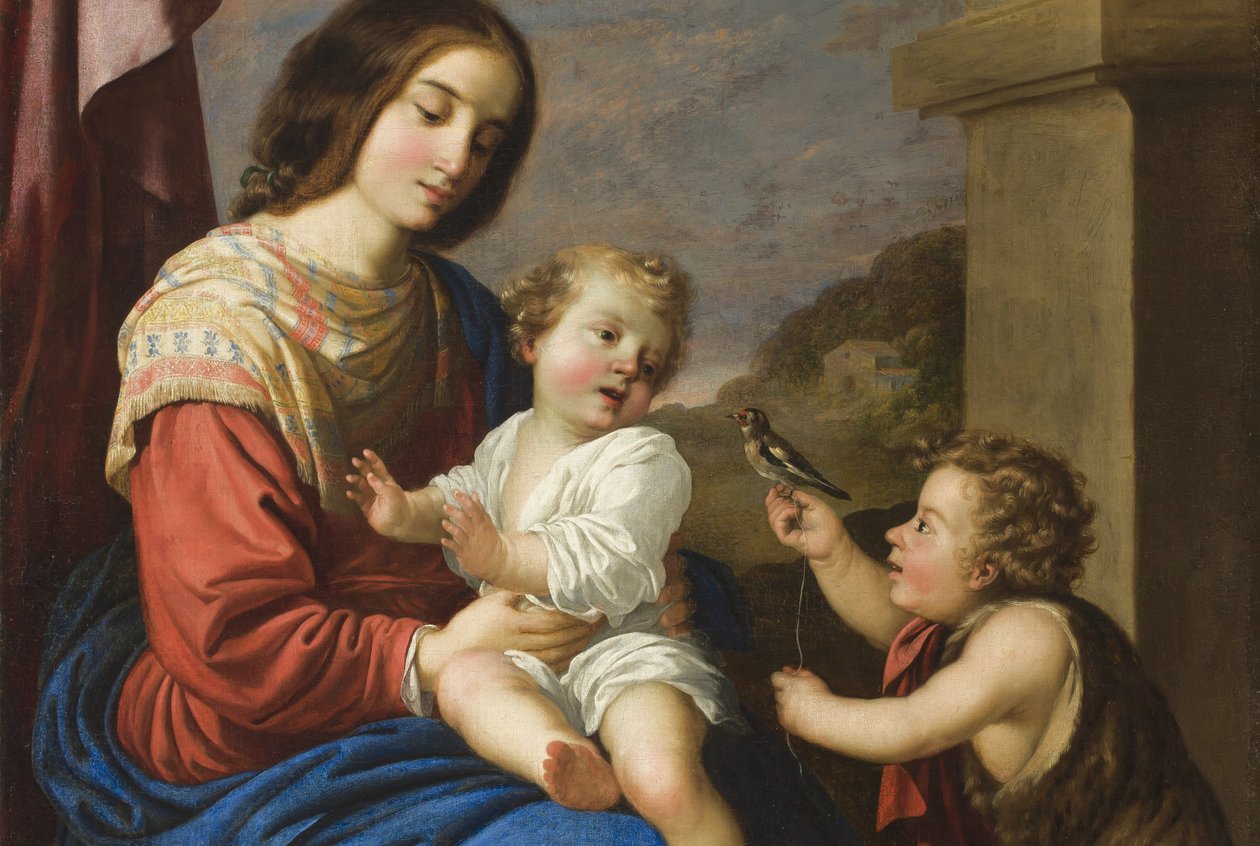 Madonna og barn med spedbarnet Saint John, 1658 (detalj av 873219) av Francisco de Zurbaran