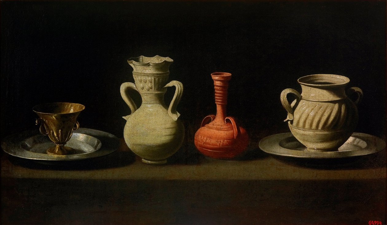 Nature morte aux quatre containere - Stilleben med fire fartøy - Zurbaran, Francisco, de (1598-1664) - Mellom 1633 og 1664 - Olje på lerret - 47x79 - Museu Nacional d