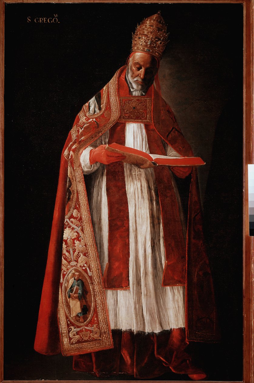 Pave Gregoire I den store eller Dialog (olje på lerret av Francisco de Zurbaran