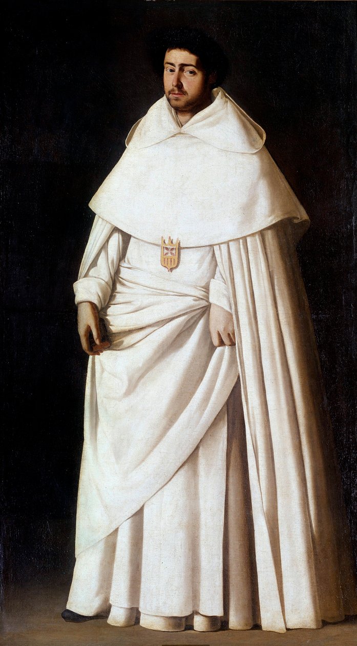 Portrett av munken Mercedaire spanske religiøse orden (Mercedario, Order of Our Lady of Merci). Maleri av Francisco de Zurbaran (1598-1664) Madrid fra 1600-tallet, Prado-museet - Portrett av Mercedarian-munken, spansk religiøs orden (Mercedario). Maleri av Francisco de Zurbaran