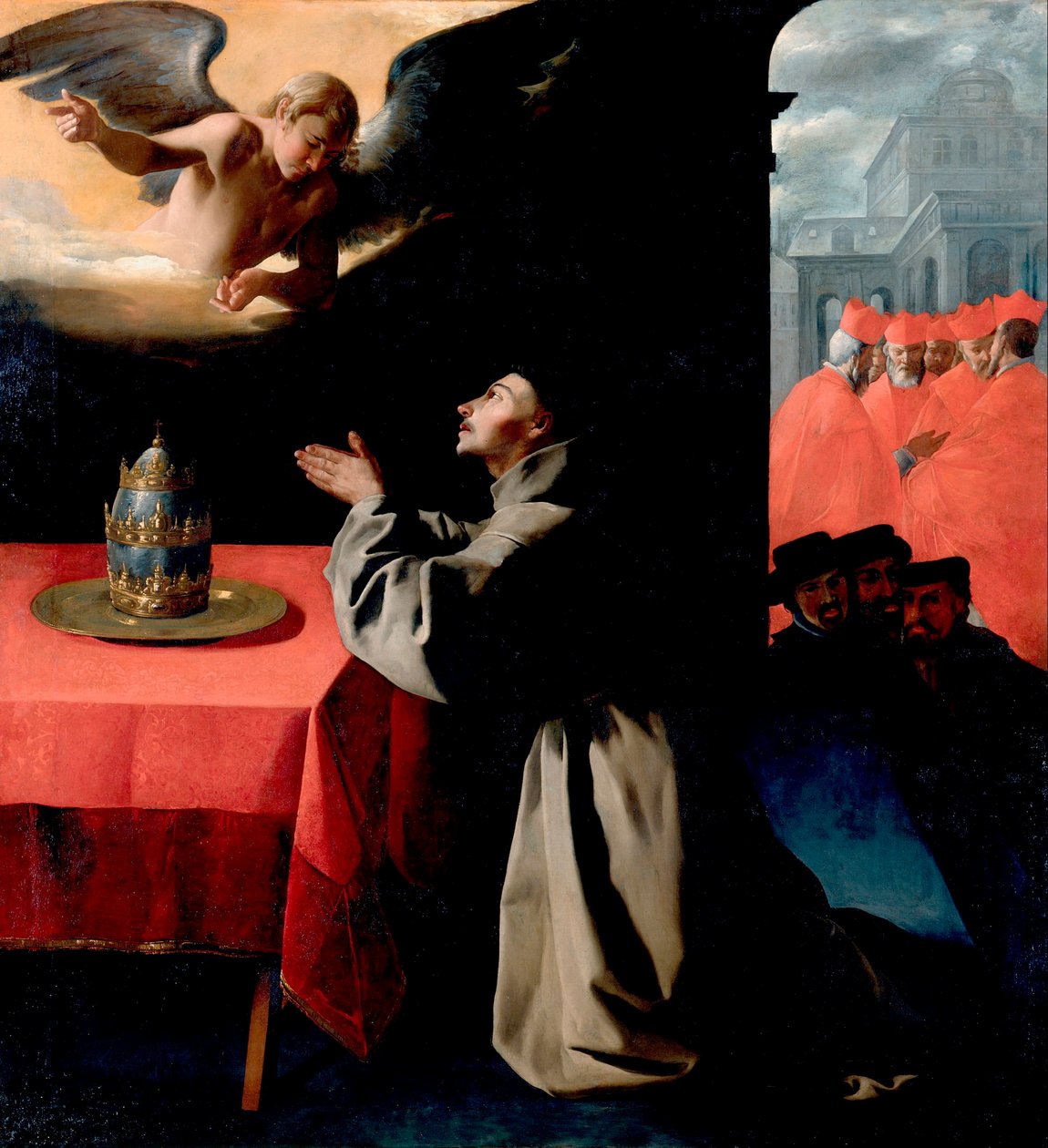 "" Saint Bonaventure (Giovanni di Fidanza, kalt Dr. Seraphique, St. Bonaventure) (1221-1274) i bønn "" Maleri av Francisco de Zurbaran (1598-1664) 1629 Søn 239x222 cm Gemaldegallerie, Dresden Tyskland av Francisco de Zurbaran