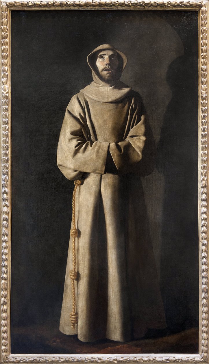 Saint Francois av Assisi. Pavene Nicholas V (1397-1455) og Sixtus IV (1414-1484), etter å ha besøkt begravelseskrypten til Saint Francois i Assisi, fortalte om å ha funnet kroppen til helgenen som ikke var vekslet av tid, stående, med øyne løftet opp til h av Francisco de Zurbaran