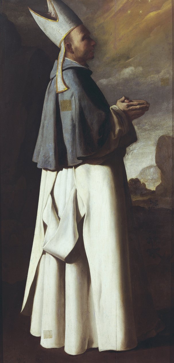 Saint Hugh of Grenoble (Hugues de Chateauneuf) (olje på lerret) av Francisco de Zurbaran