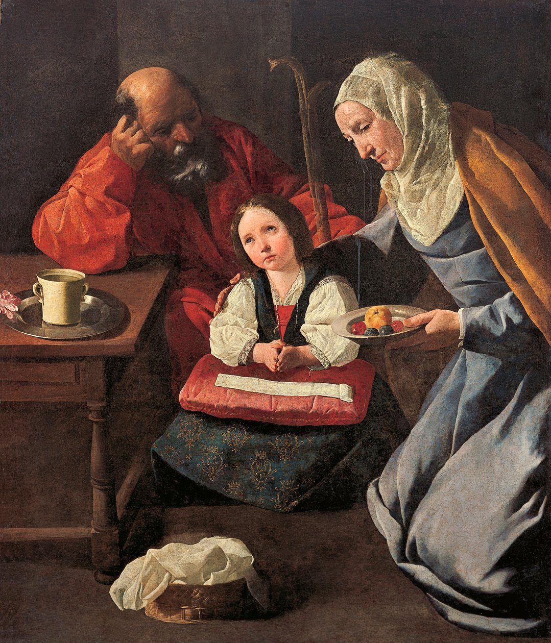 The Childhood of the Virgin, av Zurbaran, Francis, av (1598-1664). Olje på lerret av Francisco de Zurbaran