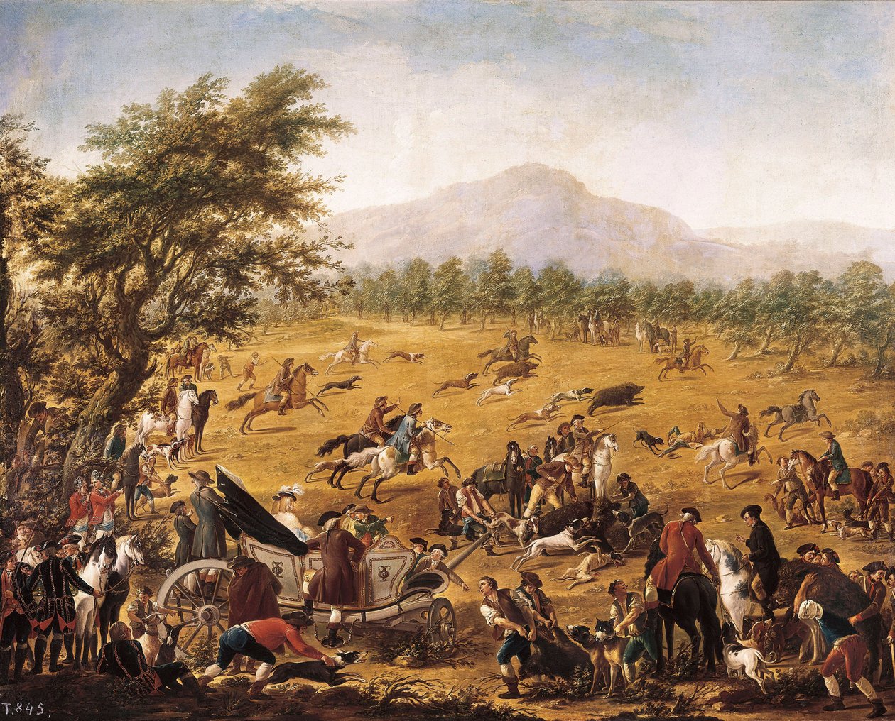 Jakt, c. 1780 (olje på lerret) av Francisco de la Traverse