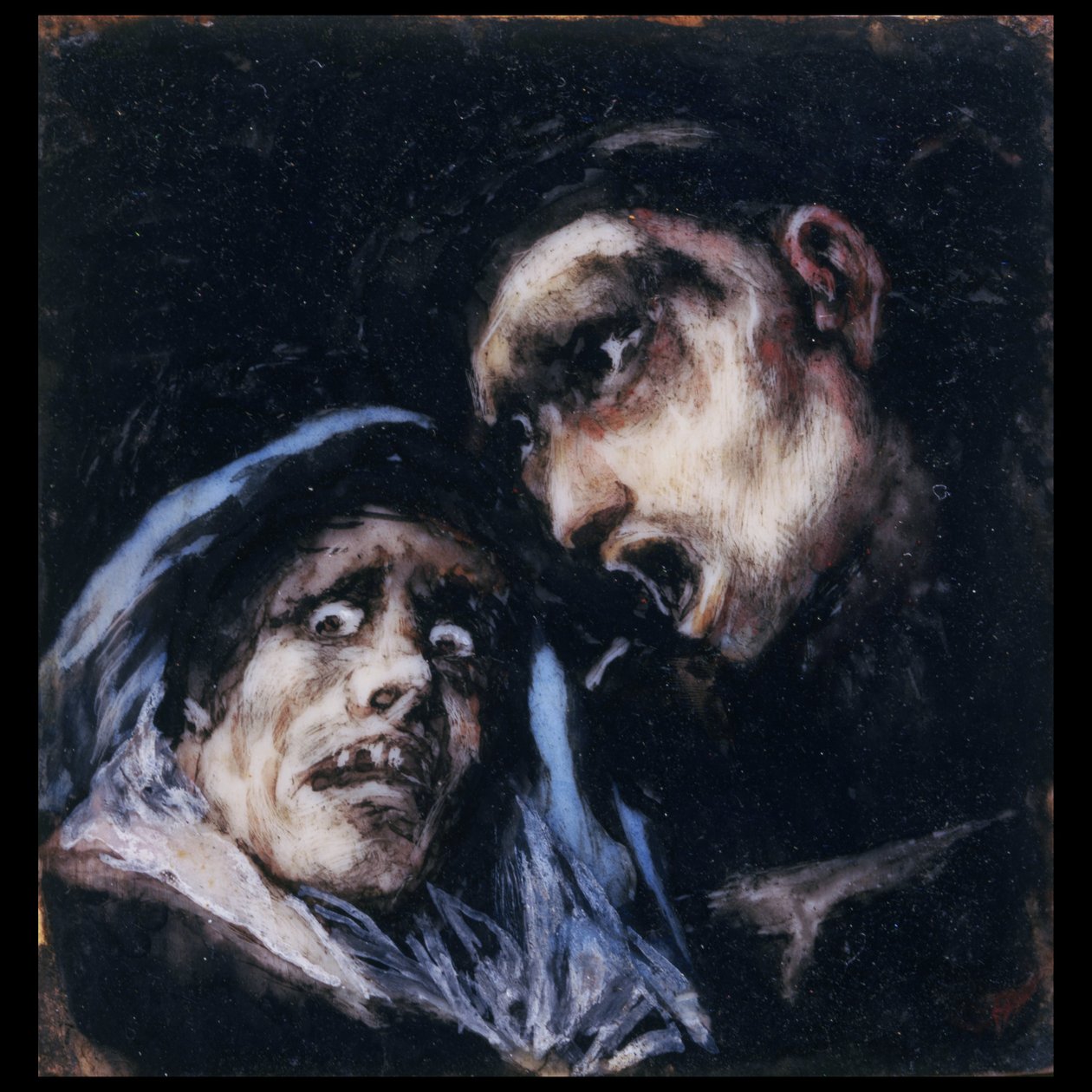 Munken snakker med en gammel kvinne av Francisco de Goya