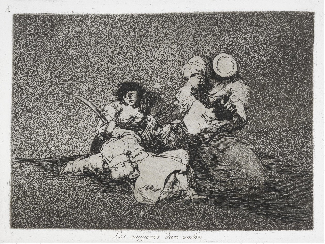 Kvinnene gir mot (Las mugeres dan valor) fra serien The Disasters of War (Los Desastres d ... av Francisco de Goya