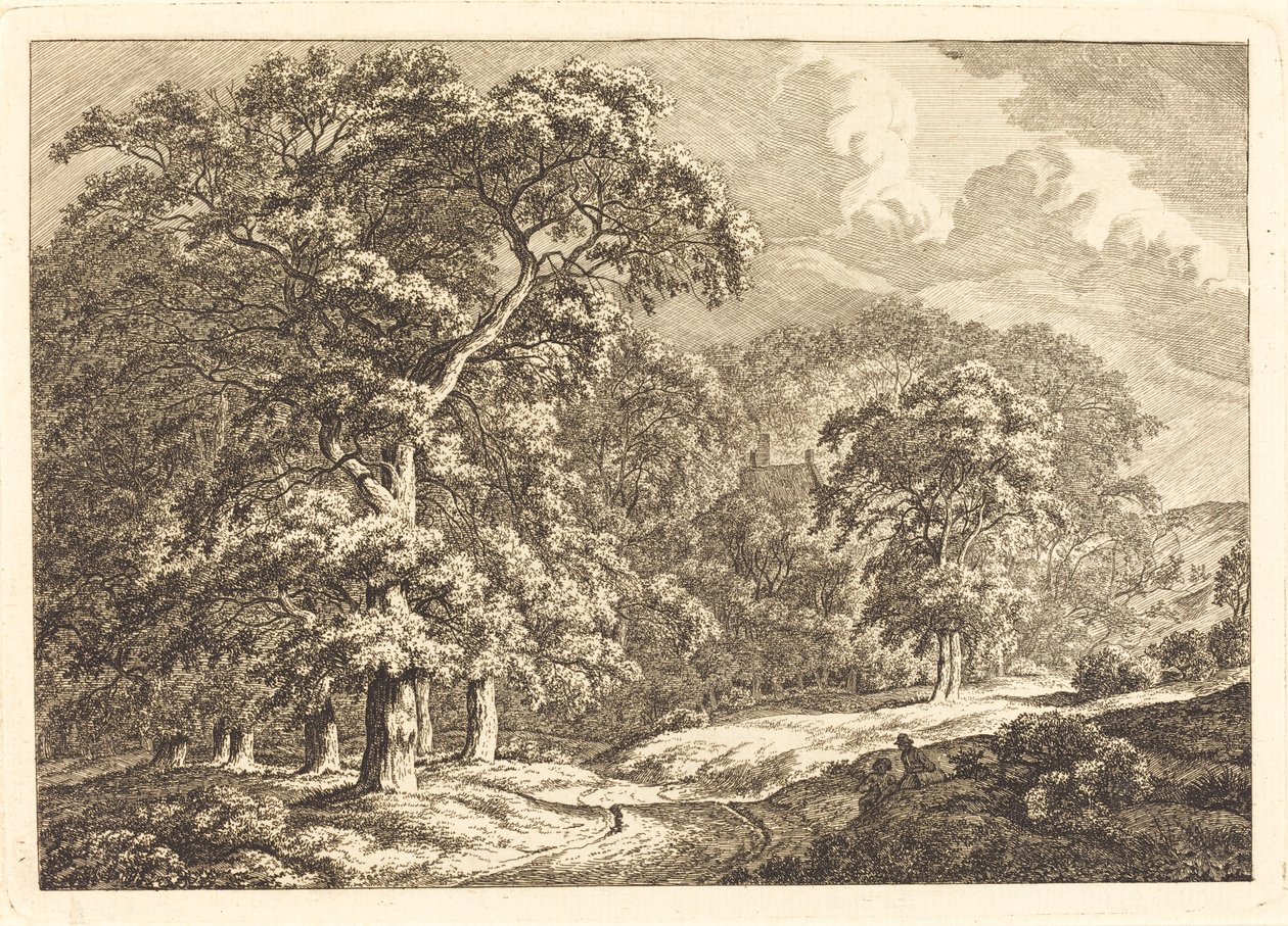 Skog med reisende ved en vei av Franciscus A. Milatz