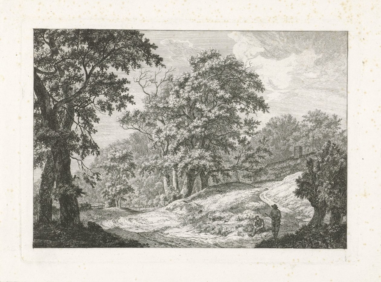 Landskap med to figurer ved siden av veien av Franciscus Andreas Milatz