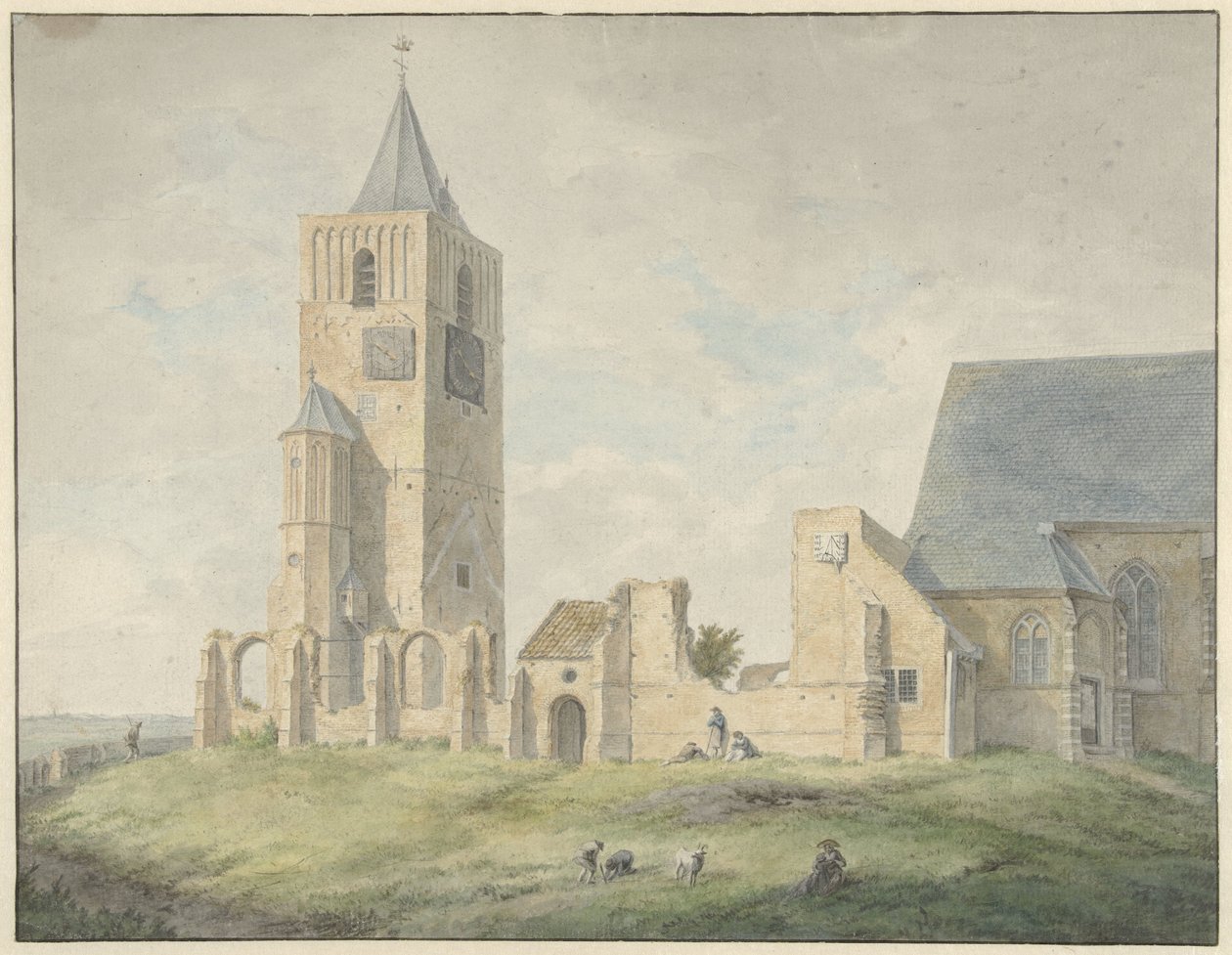 Ruinene av kirken i Warmond av Franciscus Andreas Milatz