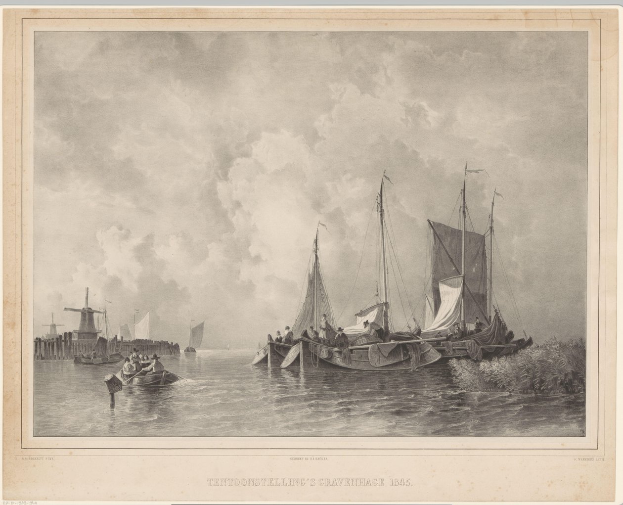 Havn med båter Utstilling Haag 1845 (tittel på objekt) av Franciscus Bernardus Waanders