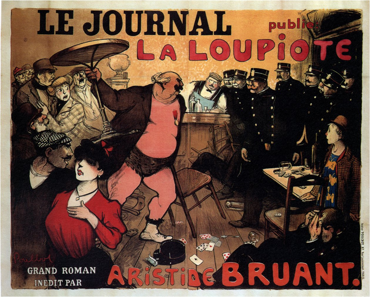 Le Journal publiserer La Loupiote, en stor roman av Aristide Bruant, 1908 av Francisque Poulbot