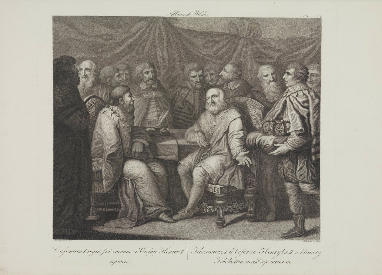 Restauratøren Casimir I møter keiseren Henry III av Smuglewicz, Franciszek (1745-1807). Litografi, slutten av 1700-tallet. Privat samling av Franciszek Smuglewicz