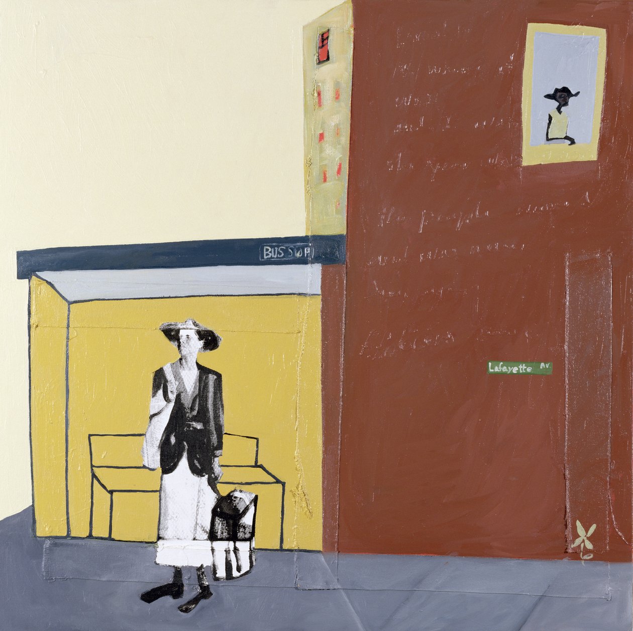 Lafayette Ave, 2001 (blandet teknikk på lerret) av Francks Deceus
