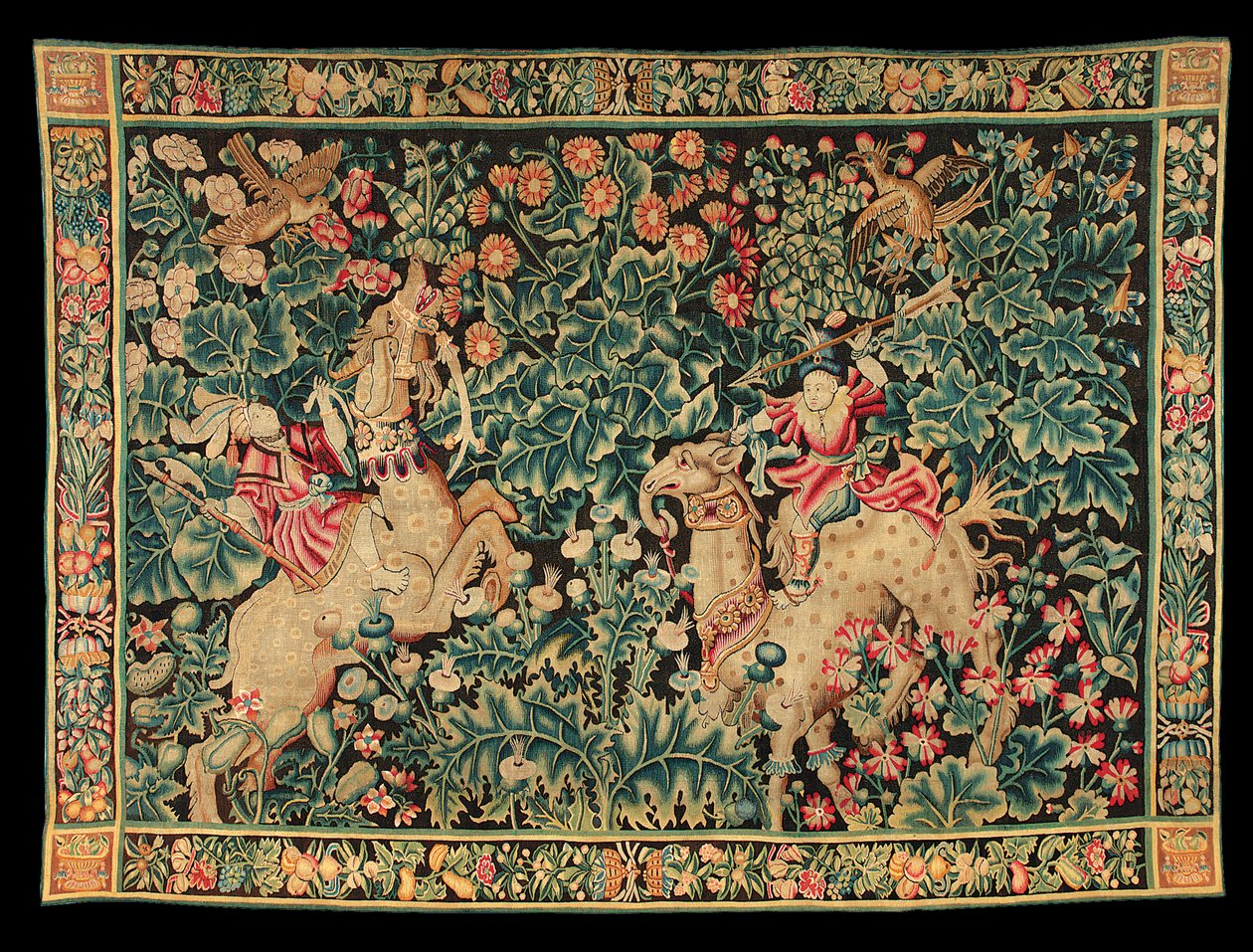 Eksotisk grønnteppe, muligens Tournai, ca. 1520-50 av Franco Flemish School