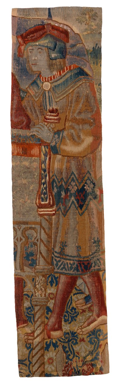 Smal stripe av billedvev som viser figuren til en ungdom, tidlig på 1500-tallet (ull) av Franco Flemish School