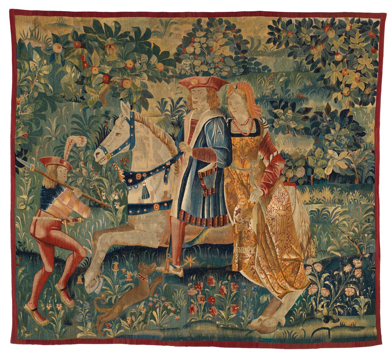Tapet, mai måned, eller La Chasse au Faucon, ca. 1500 (ull) av Franco Flemish School