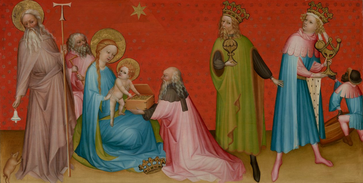 The Adoration of the Magi med Saint Anthony Abbed, ca.1400 av Franco Flemish School