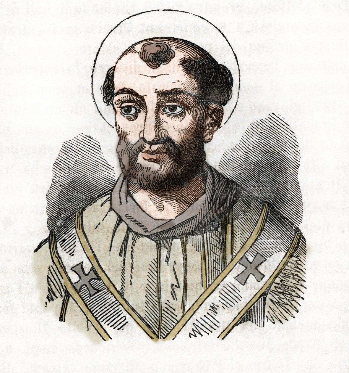 Antikvitet: representasjon av pave Fabian (Fabian eller Fabian eller Fabianus) (236-250) Tegning fra "Vatikanets mysterium" av Franco Mistrali av Franco Mistrali