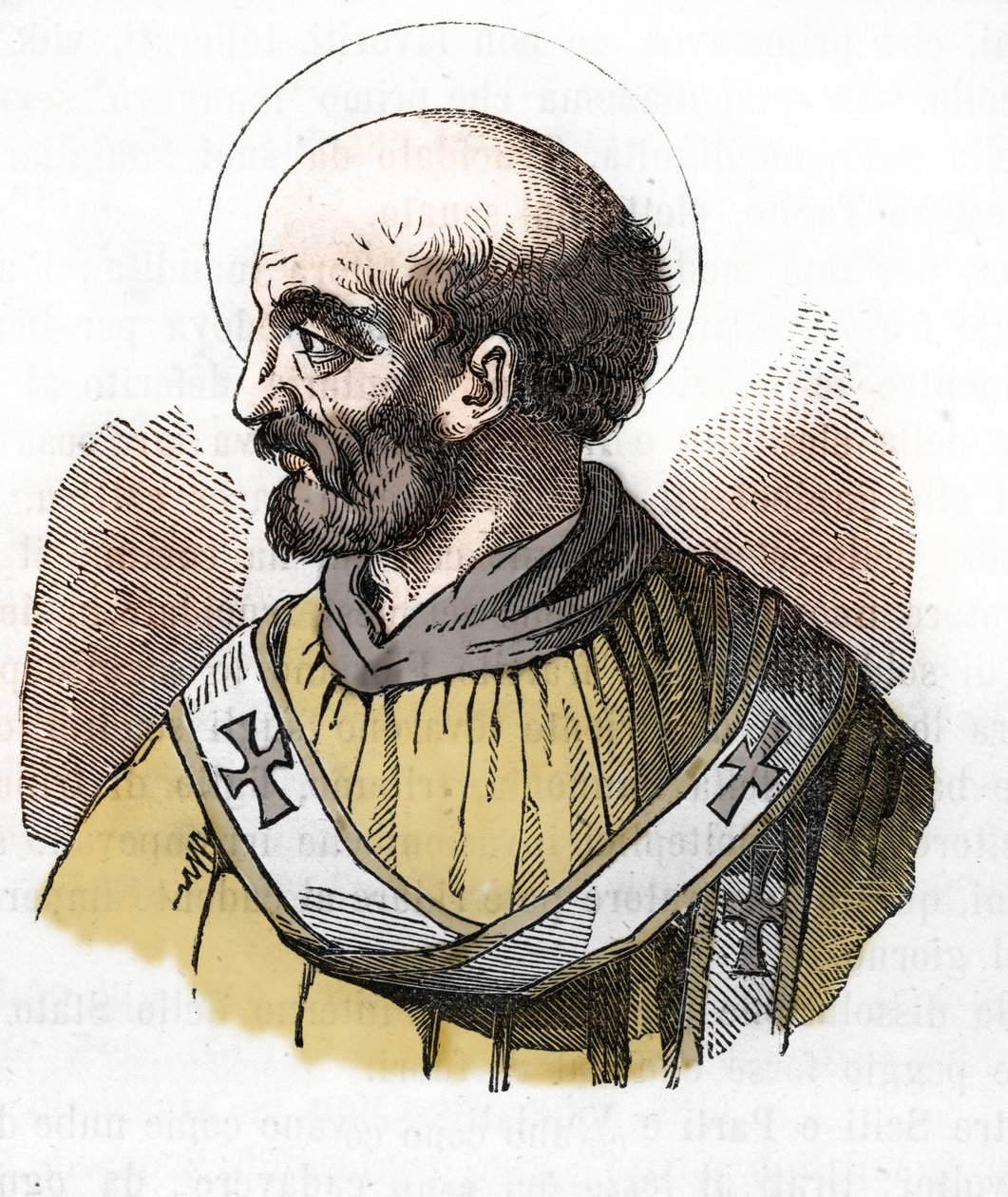 Antikvitet: representasjon av pave Sixtus II (Sixtus eller Sisto) (258) Tegning fra "" Misteri del Vaticano"" av Franco Mistrali av Franco Mistrali