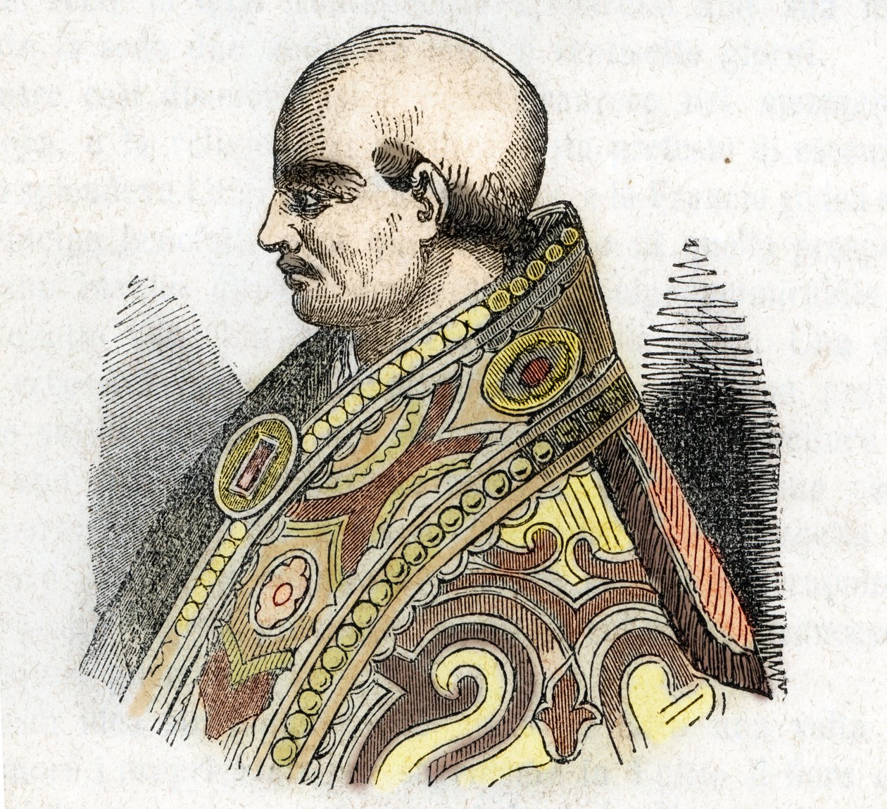 Middelalder: representasjon av pave Urban IV (Urban eller Urbanus eller Urbano) (1261-1264) Tegning fra "Misteri del Vaticano" av Franco Mistrali av Franco Mistrali