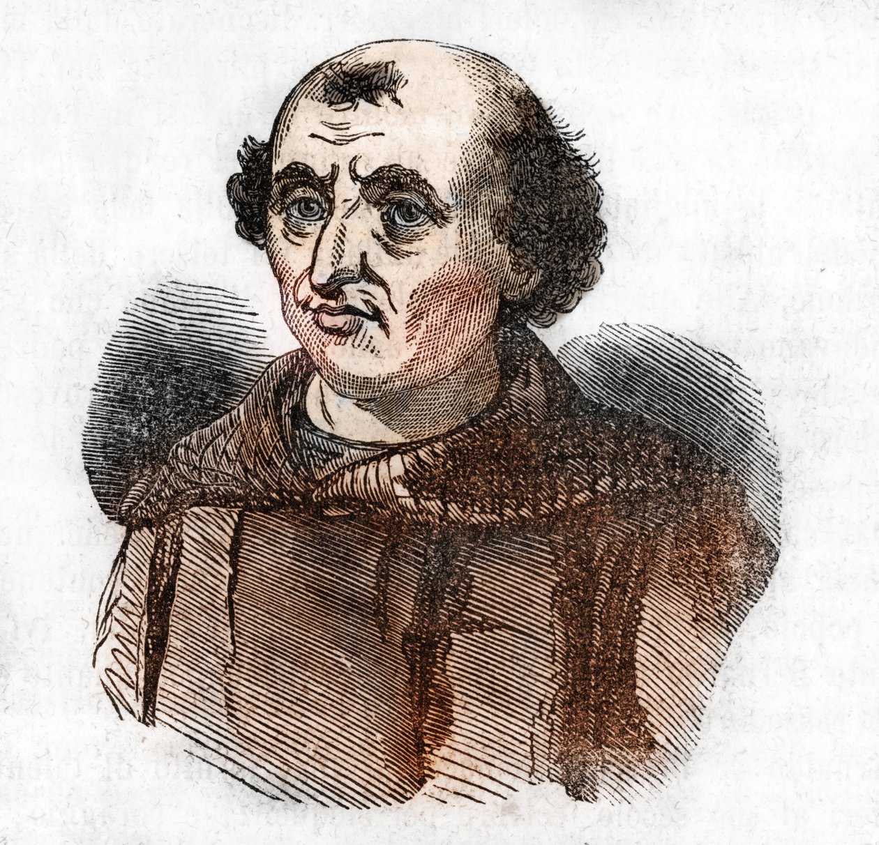 Portrett av Arnaud de Brescia (Arnaldo da brescie) (1090 - 1155), italiensk politisk og religiøs reformator (Arnold av Brescia eller arnaldus italiensk kanon regelmessig fra Lombardia) Tegning fra "Misteri del vaticano"" av Franco Mistrali av Franco Mistrali