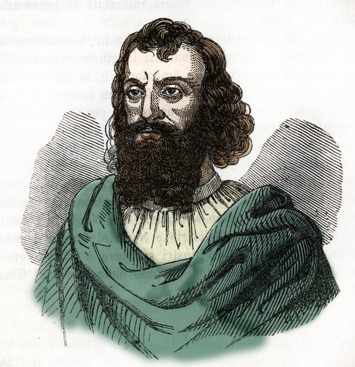 Portrett av keiser Justinian I (482-565) (Justinian I) tegnet fra "I misteri del vaticano" av Franco Mistrali 1843 av Franco Mistrali