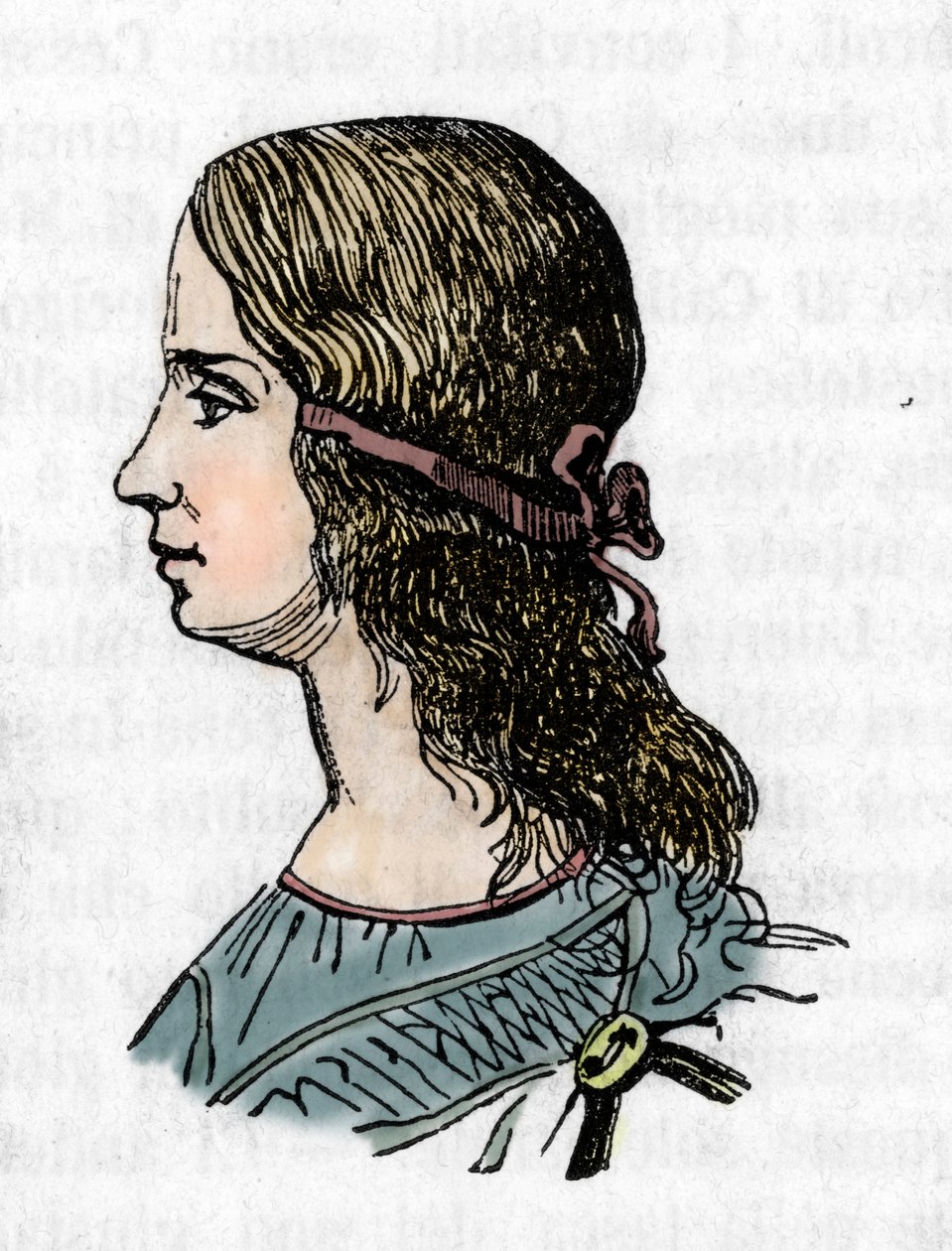 Portrett av Lucrece Borgia (Lucrezia) (1480-1519) Gravering fra "" Vatikanets mysterier"" av Franco Mistrali 1866 av Franco Mistrali