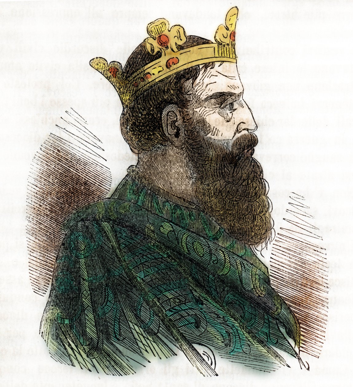 Portrett av den bysantinske keiseren Leon III den isauriske eller syreren (680-741) (Leo III den isauriske keiseren av det bysantinske riket) tegnet fra "I misteri del vaticano"" av Franco Mistrali 1843 av Franco Mistrali