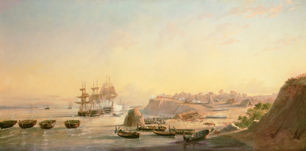 Uttak av batteriene ved Punto Obligado 20. november 1845 av Francois Barry