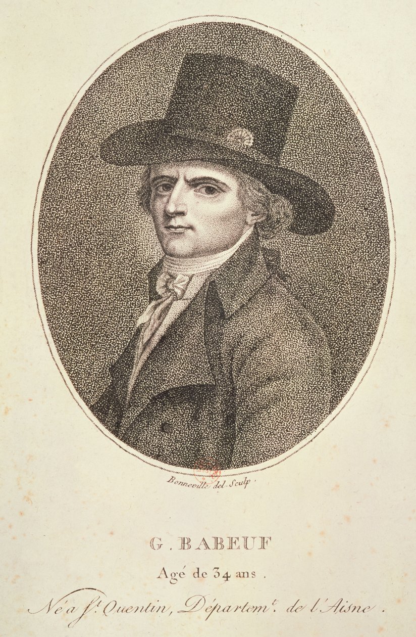 Medaljongportrett av Francois Noel (1760-97) kjent som Gracchus Babeuf, 1794 av Francois Bonneville