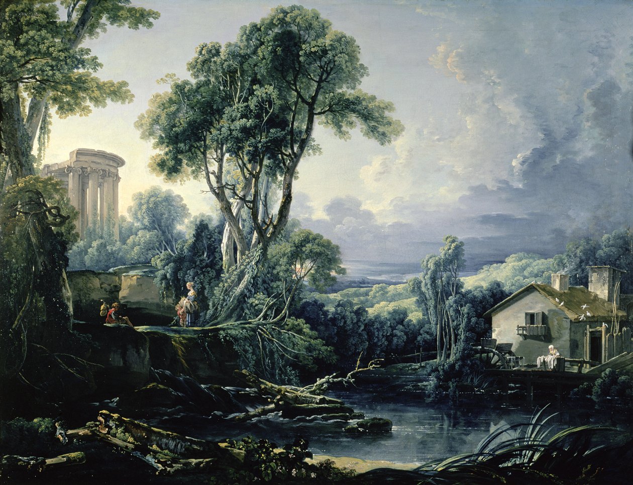 Landskap med vannmølle, 1743 av François Boucher