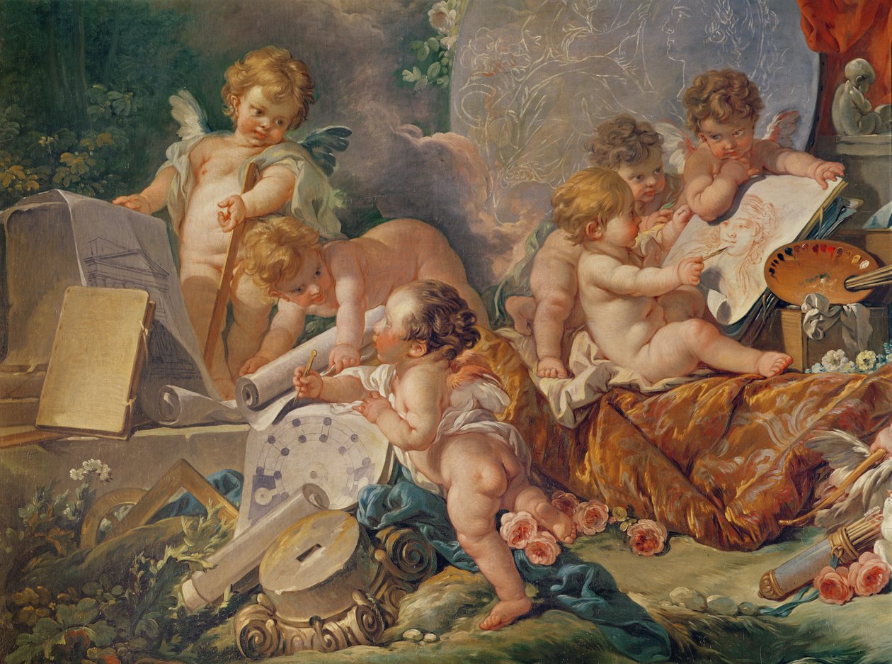 The Meeting of the Arts eller The Geniuses of the Arts (detalj), 1761 av François Boucher