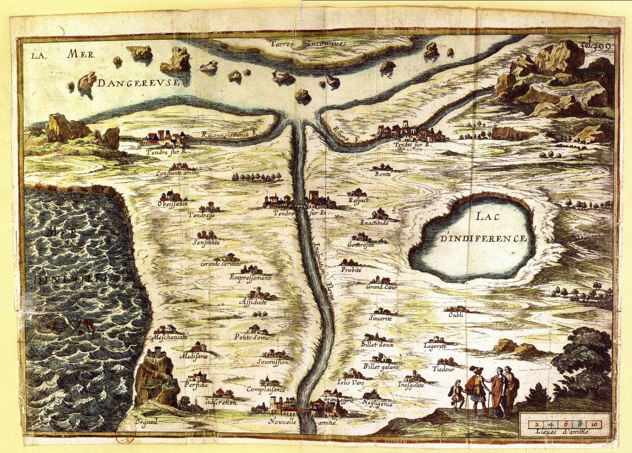 Allegorisk kart over kjærlighetens stadier av Francois Chauveau